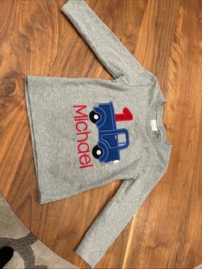 Gray Kids Long-Sleeve first birthday Shirt